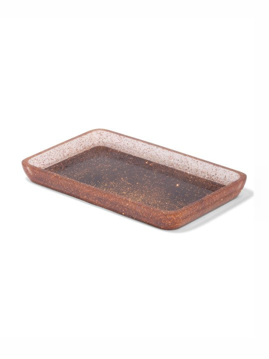 Copper-Toned & Black 4 pieces Textured Polyresin Bath Accessories Set - grahsajja
