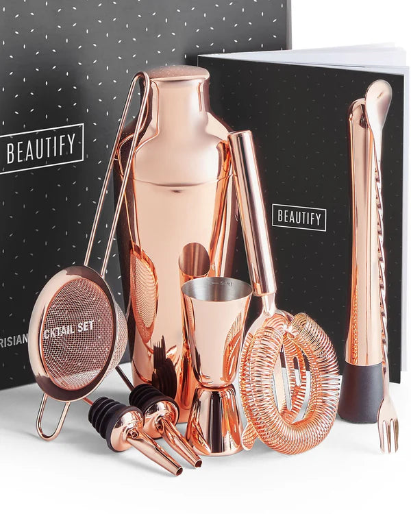 Parisian Matte Rose Gold Cocktail Set