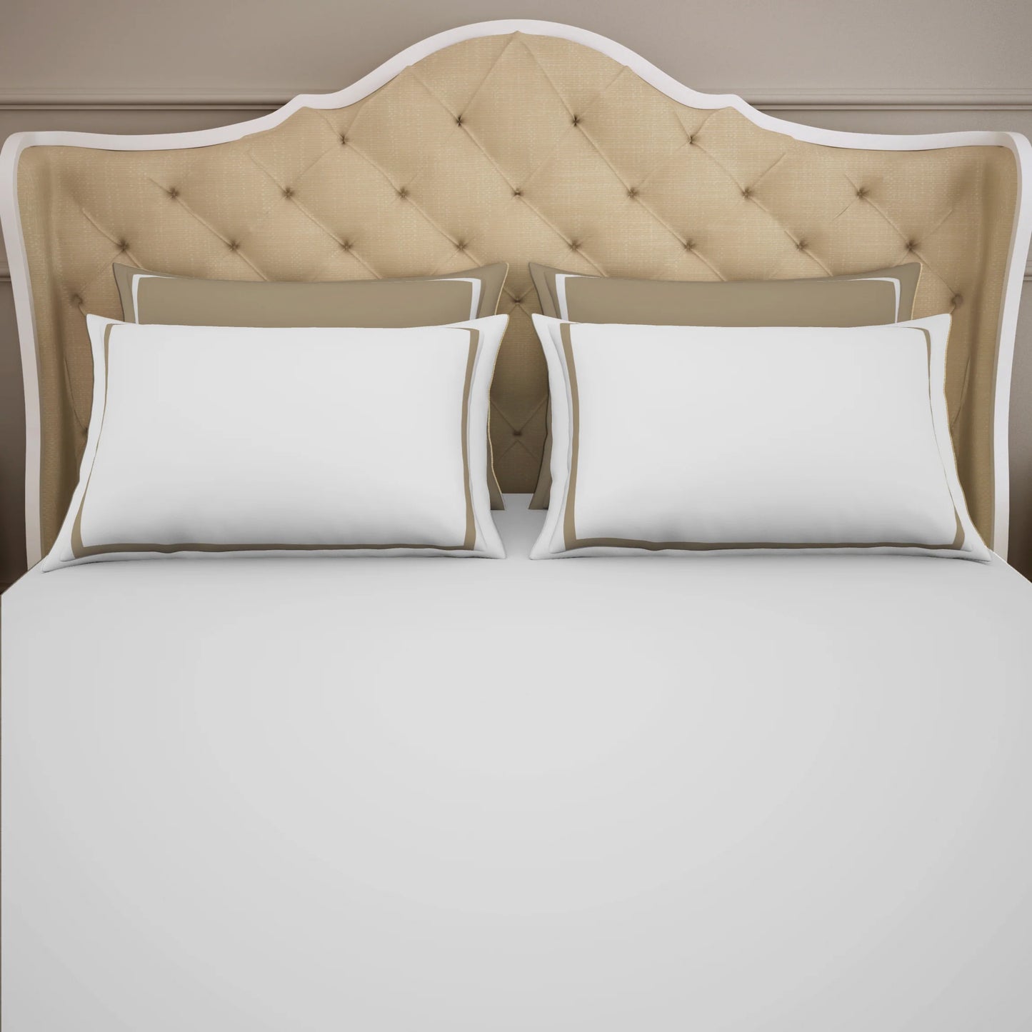 Spaces Hygro Cotton King Size Bedsheet Dark White with 4PCs Pillow Cover - grahsajja