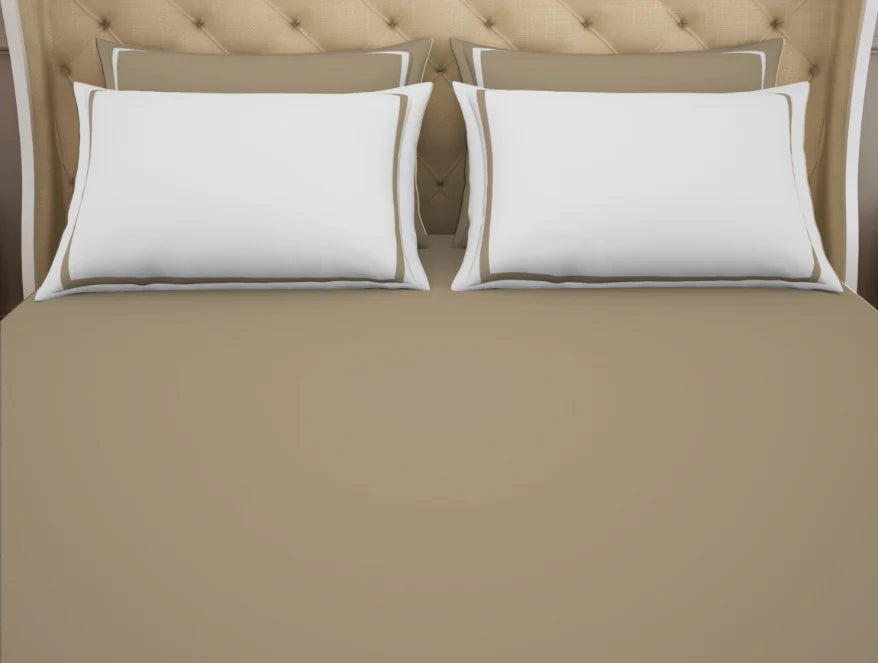 Spaces Hygro Cotton King Size Bedsheet Dark Brown with 4PCs Pillow Cover - grahsajja