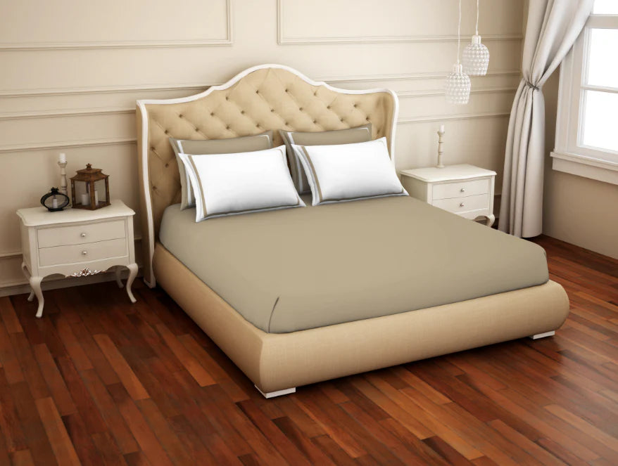 Spaces Hygro Cotton King Size Bedsheet Dark Brown with 4PCs Pillow Cover - grahsajja