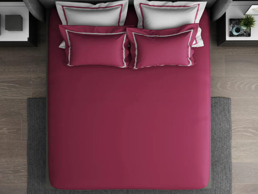Spaces Hygro Cotton King Size Bedsheet Dark Violet with 4PCs Pillow Cover - grahsajja