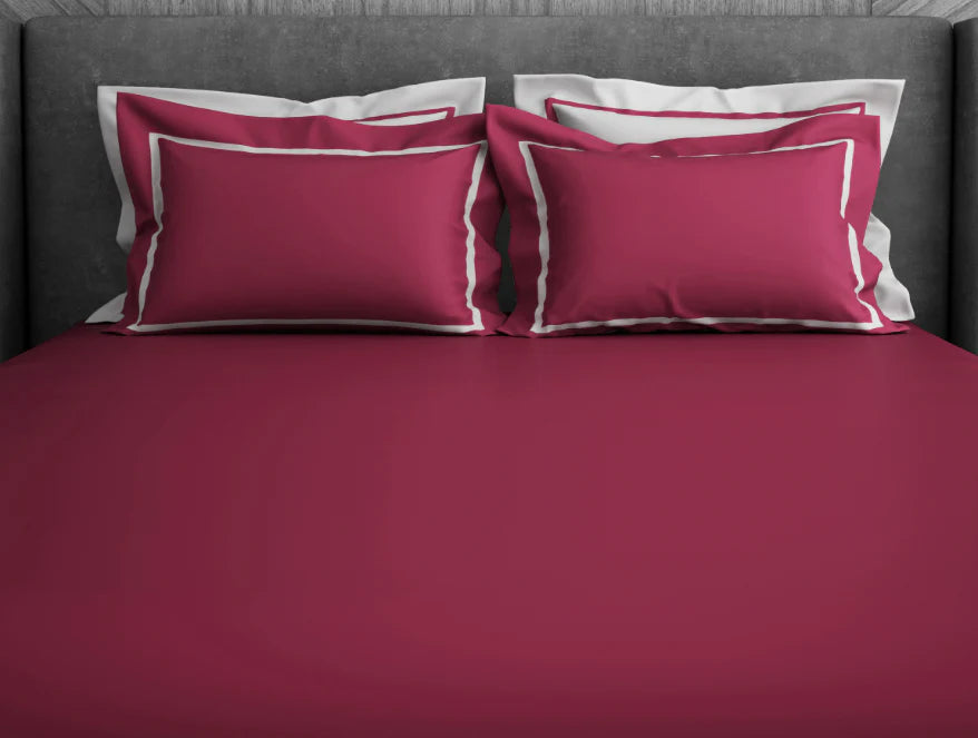 Spaces Hygro Cotton King Size Bedsheet Dark Violet with 4PCs Pillow Cover - grahsajja