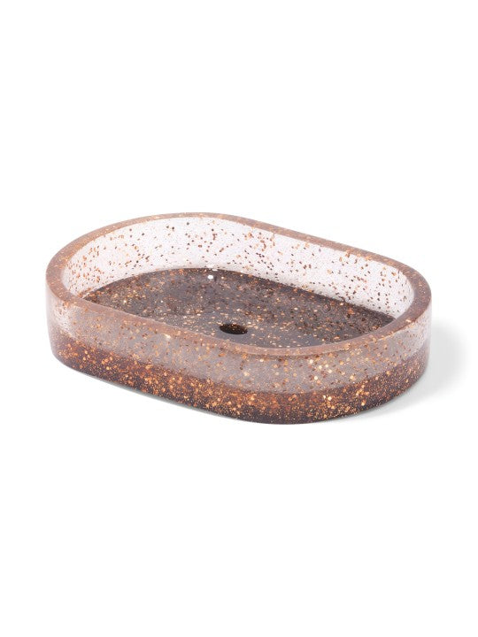 Copper-Toned & Black 4 pieces Textured Polyresin Bath Accessories Set - grahsajja