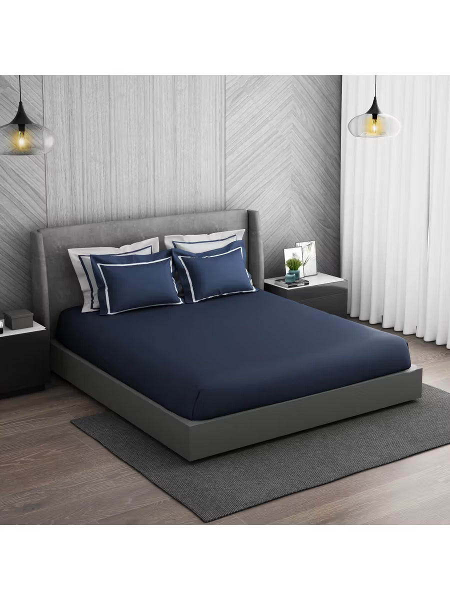 Spaces Hygro Cotton King Size Bedsheet Blue with 4PCs Pillow Cover - grahsajja