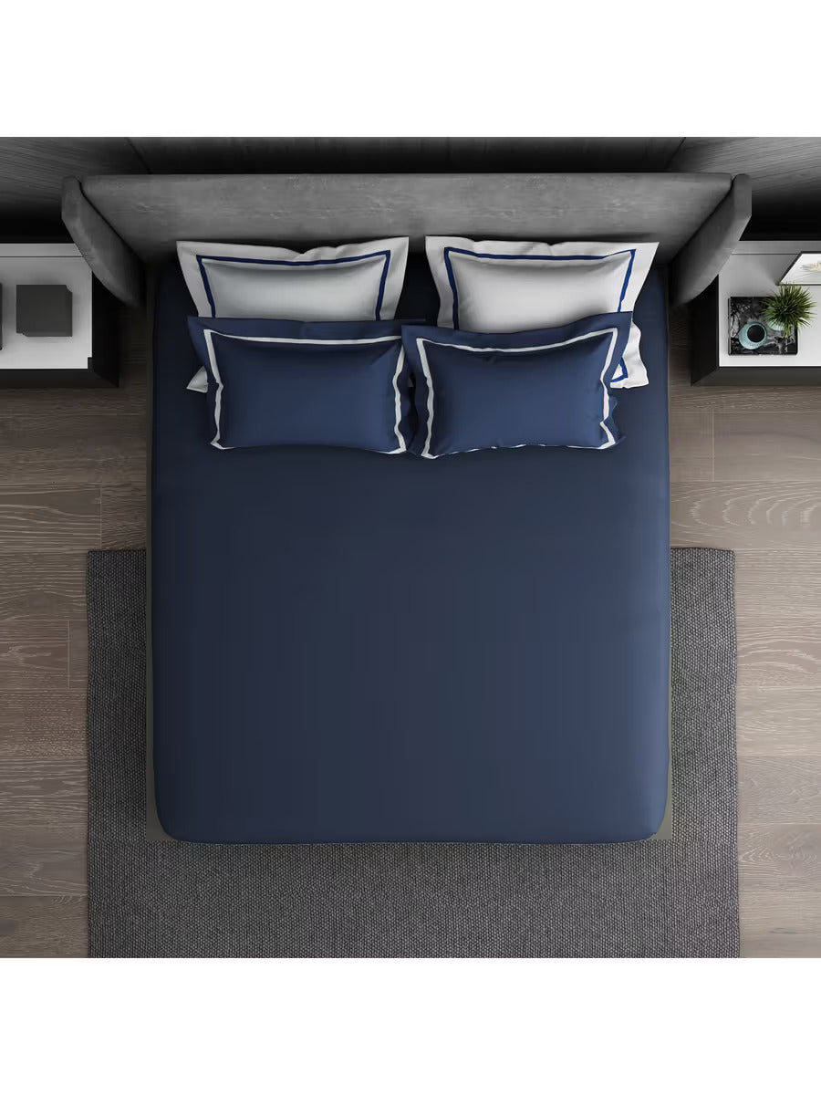 Spaces Hygro Cotton King Size Bedsheet Blue with 4PCs Pillow Cover - grahsajja