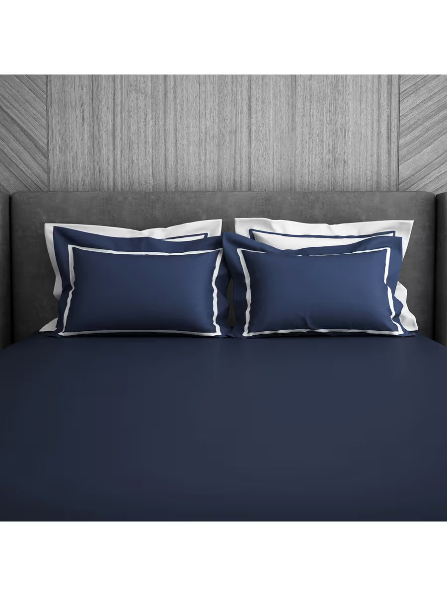 Spaces Hygro Cotton King Size Bedsheet Blue with 4PCs Pillow Cover - grahsajja
