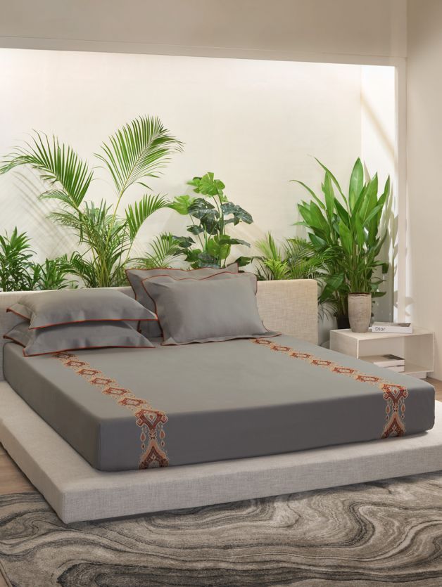 D'decor Bedsheet Super King Size ER68 | EMBROIDED BEDSHEET - grahsajja