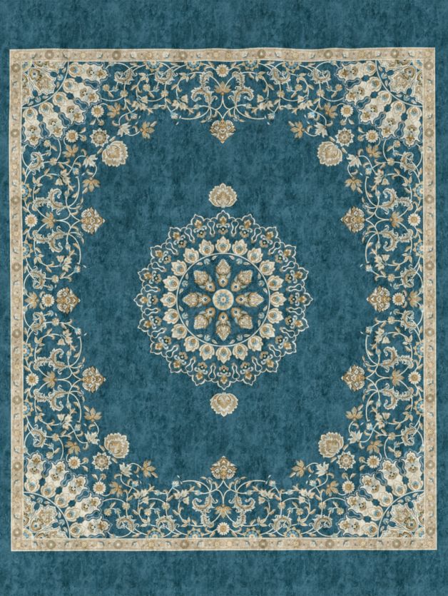 D'decor Live Beautiful Medallion Bed In a Bag Serai Collection MALLARD BLUE - grahsajja