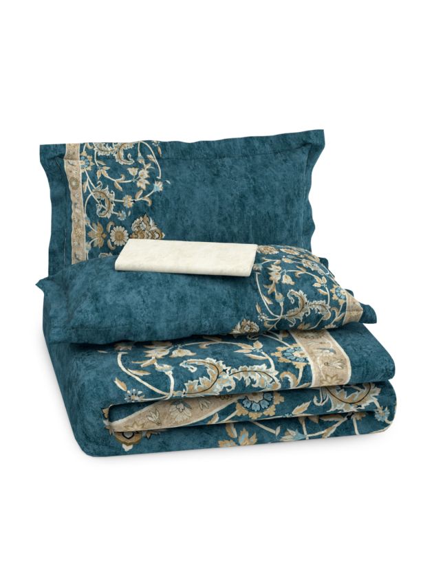 D'decor Live Beautiful Medallion Bed In a Bag Serai Collection MALLARD BLUE - grahsajja