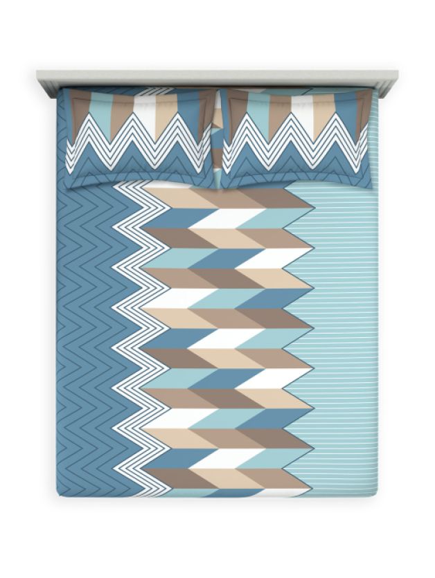 Ddecor Live Beautiful Vega Collection Bedsheet with 2 Pc pillow Covers| Chevronix Bl