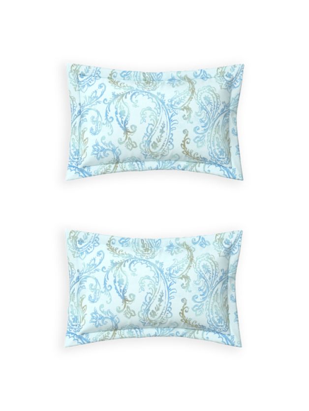 Ddecor Live Beautiful Vega Collection Bedsheet with 2 Pc pillow Covers| Paisley Park Blue Glass