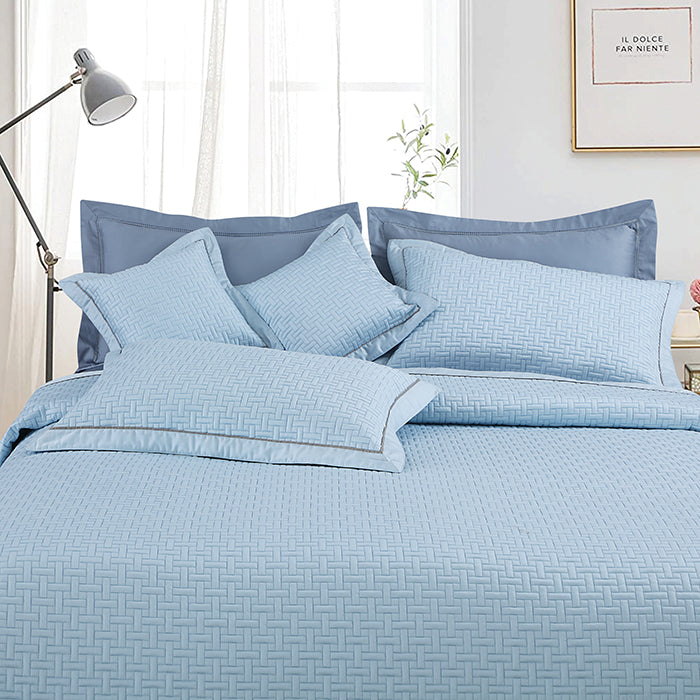 Regal Collection Premium Quilted Bedcover King Size Blue - grahsajja