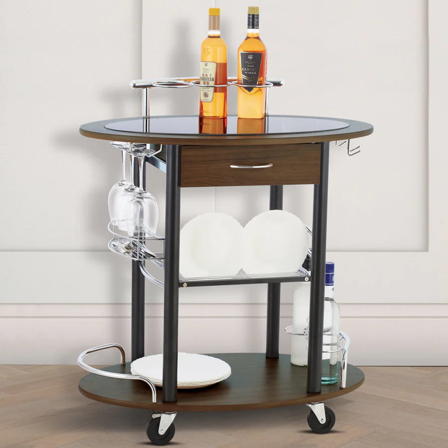 Wooden Trolley With Metal Frame - grahsajja