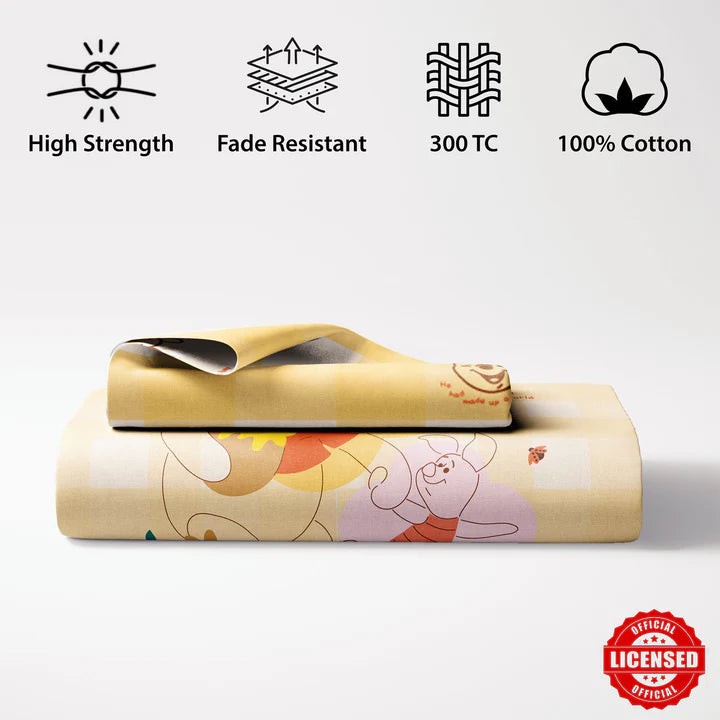 Disney Winnie The Pooh Digital Printed 300TC Cotton Bedsheet