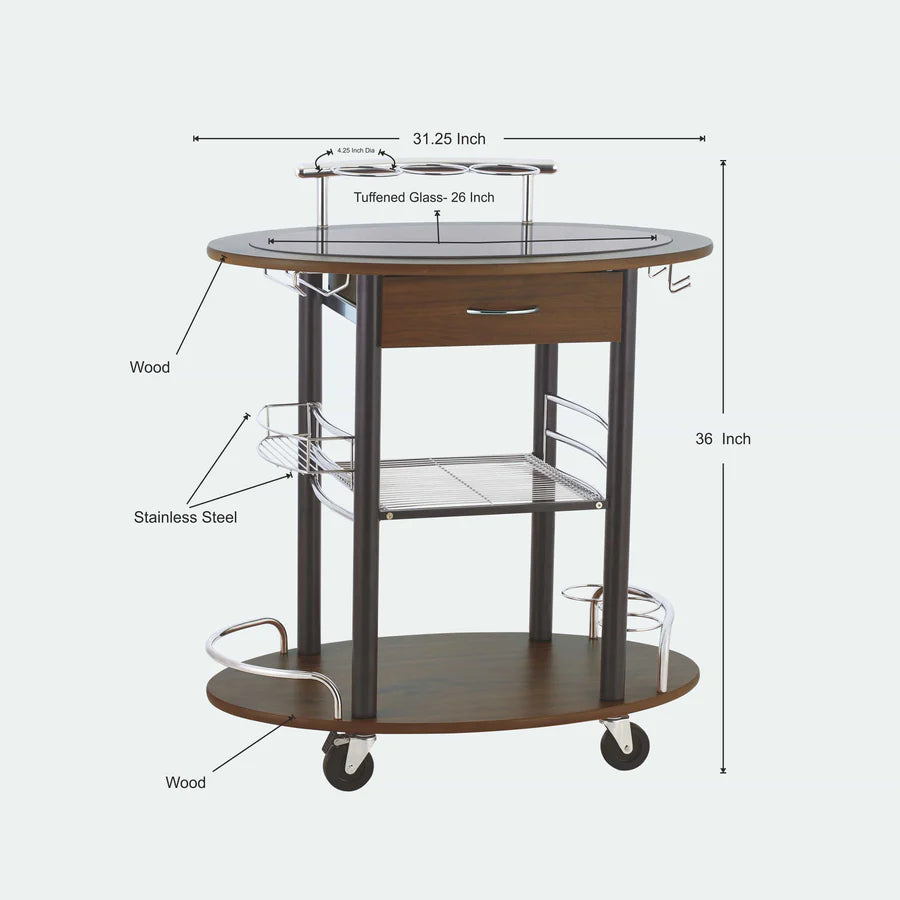 Wooden Trolley With Metal Frame - grahsajja