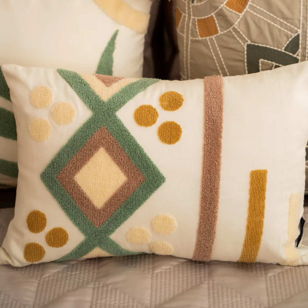 Pixie Patch Cotton Embroidered Cushion Cover (Size : 12"X18")