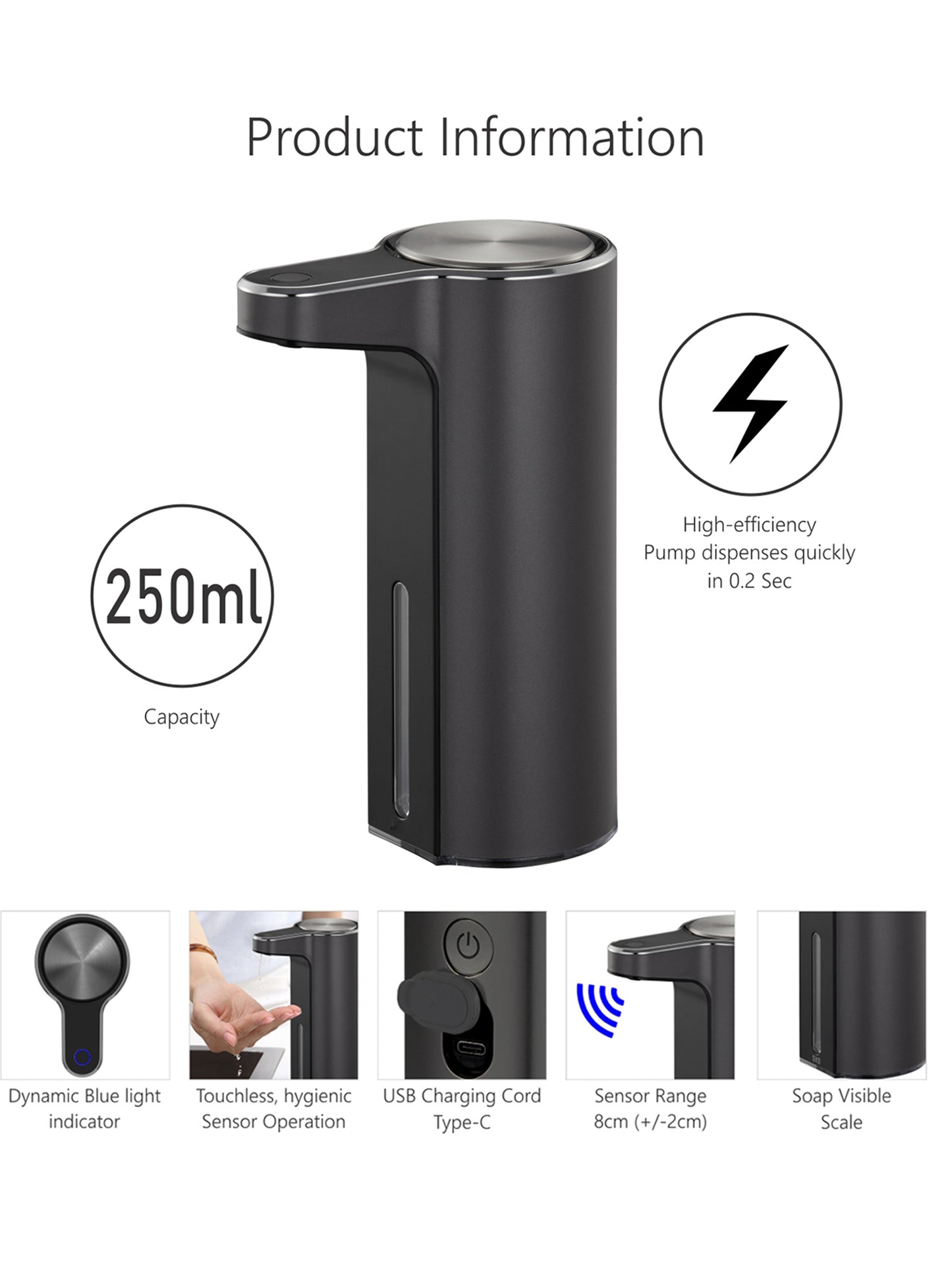 Aroma Autometic Smart Soap Dispenser Dark Grey