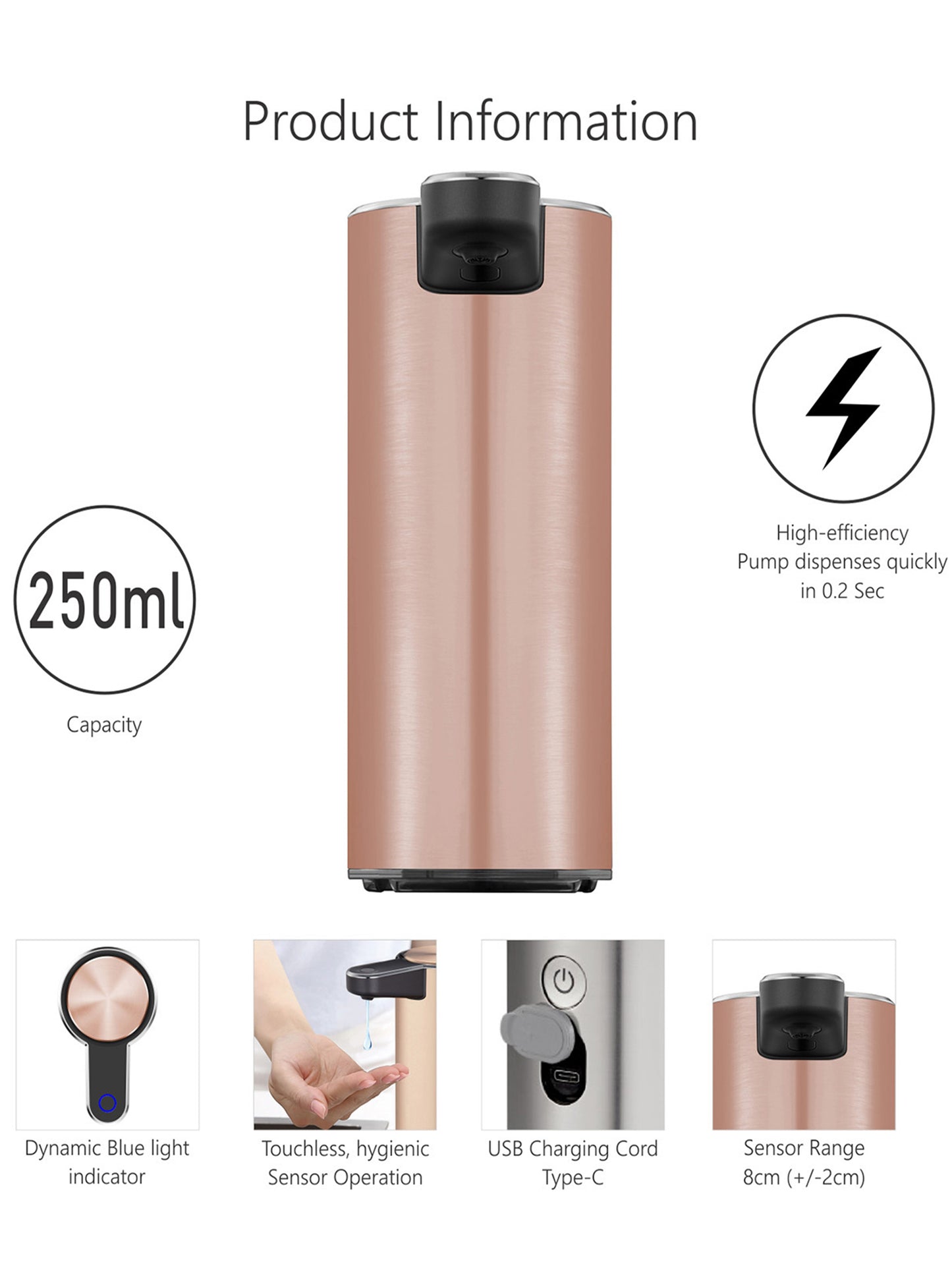 Aroma Autometic Smart Soap Dispenser Rose Gold