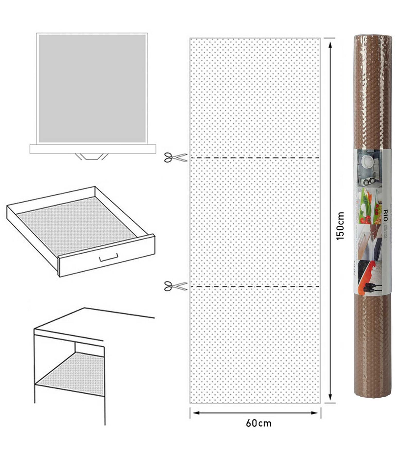 Rio PVC Shelf Liner Brown