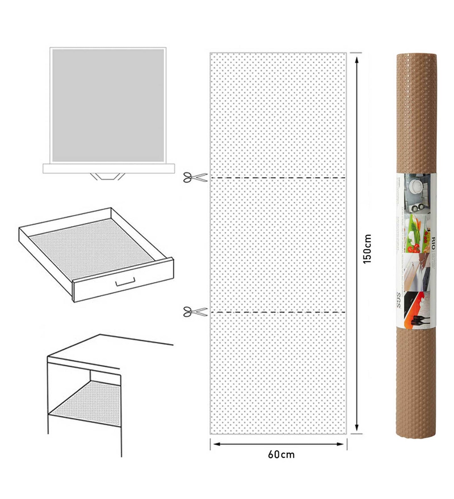 Rio PVC Shelf Liner D.Beige