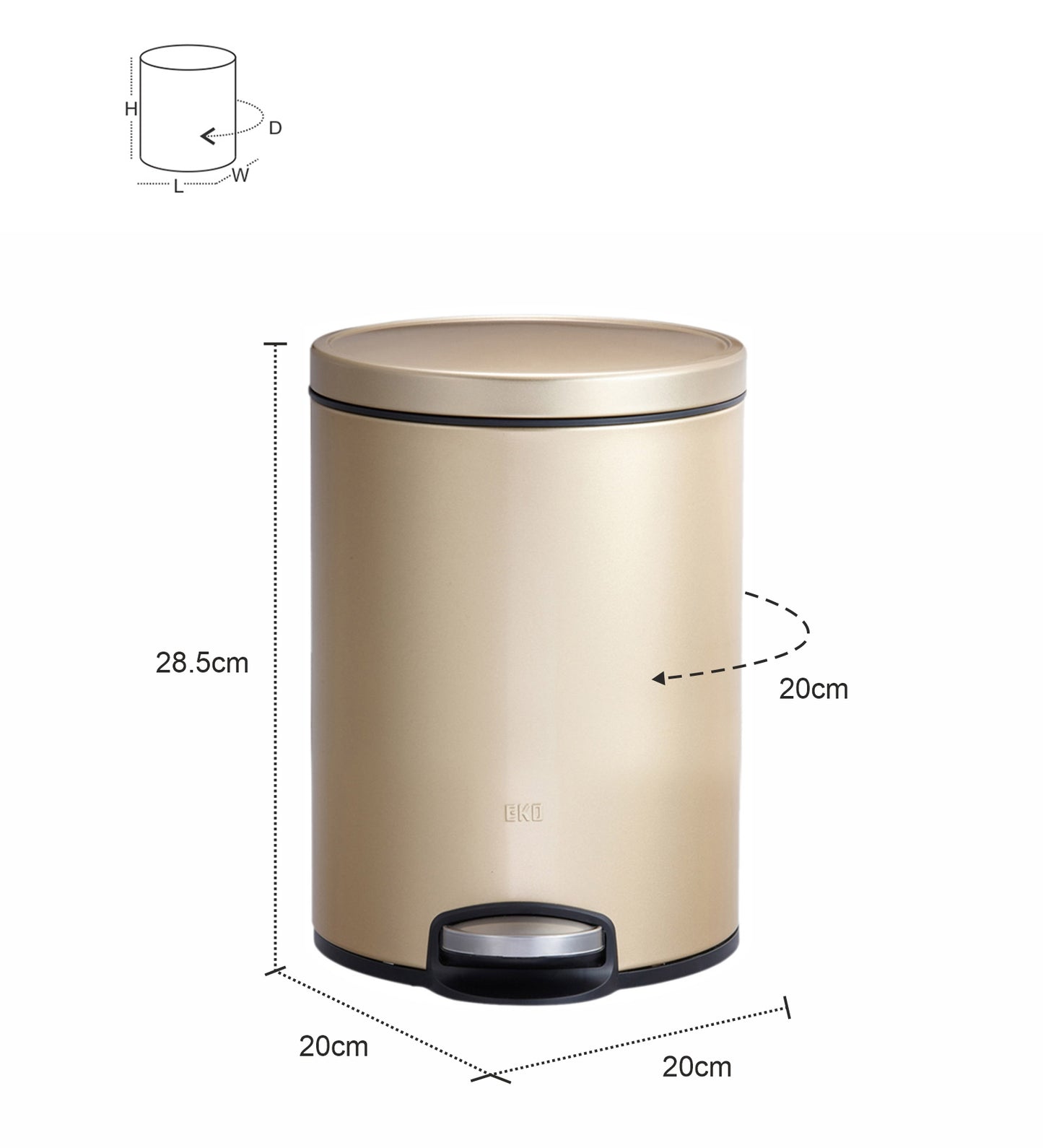 EKO 9115 Artistic Soft Close Fingerprint Resistant Step Bin Champagne Gold