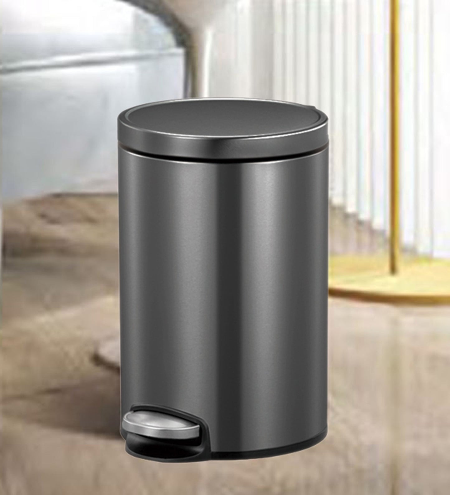 EKO 9115 Artistic Soft Close Fingerprint Resistant Step Bin Black Steel