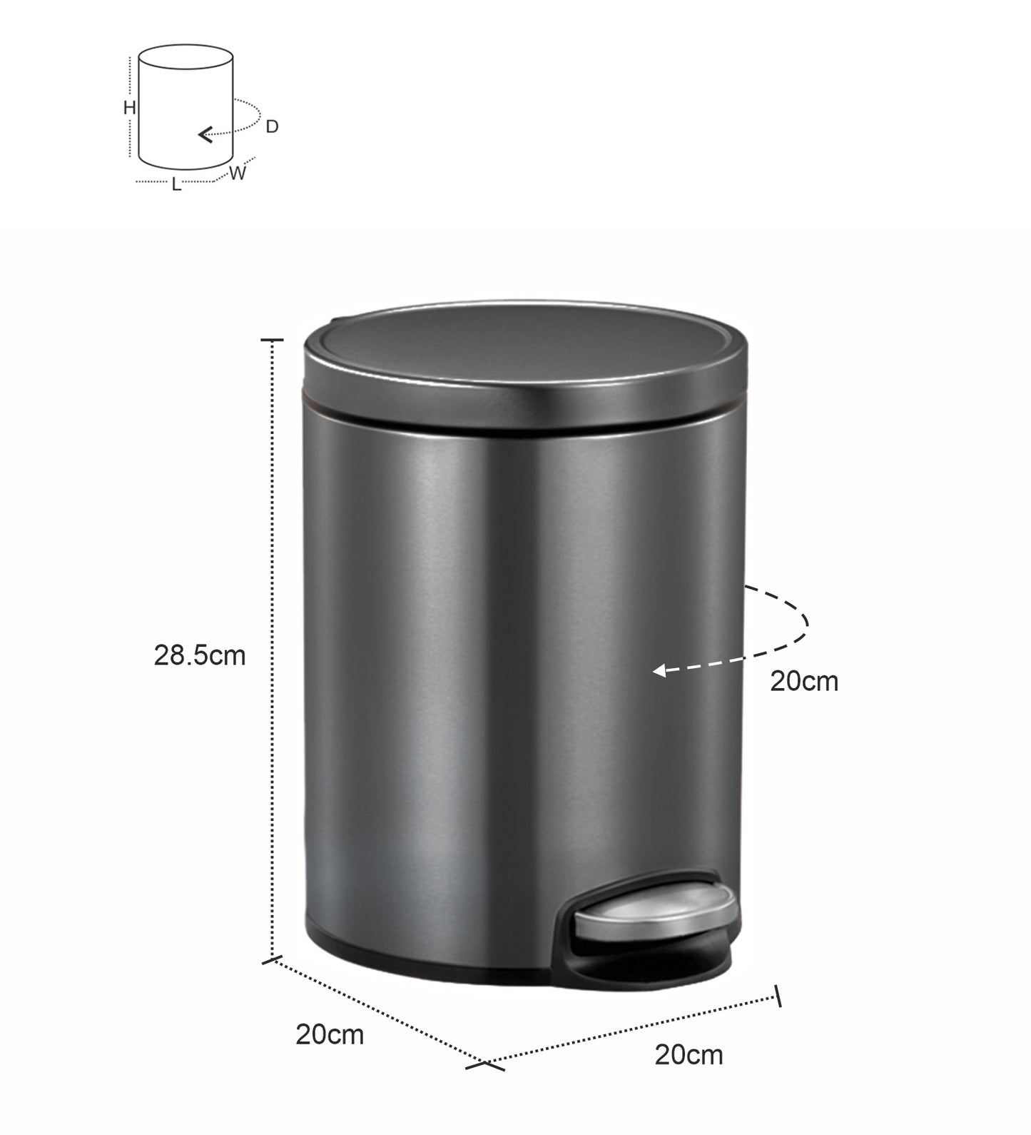 EKO 9115 Artistic Soft Close Fingerprint Resistant Step Bin Black Steel