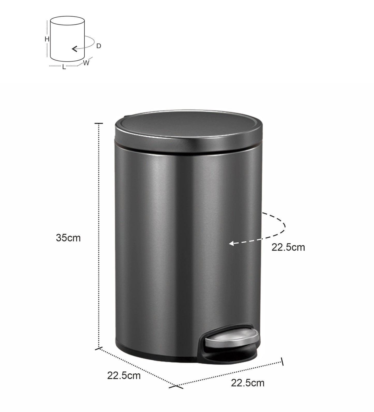 EKO 9115 Artistic Soft Close Fingerprint Resistant Step Bin Black Steel