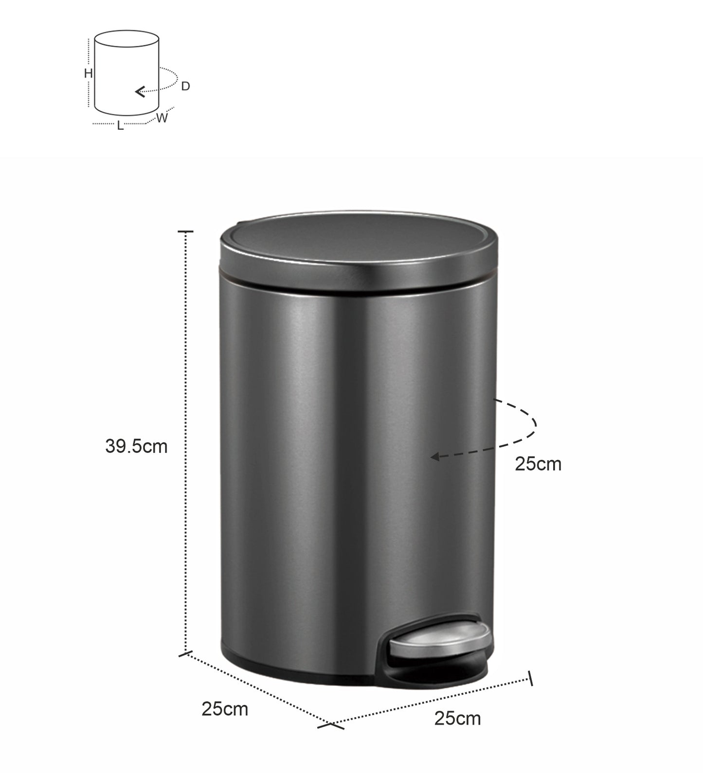 EKO 9115 Artistic Soft Close Fingerprint Resistant Step Bin Black Steel