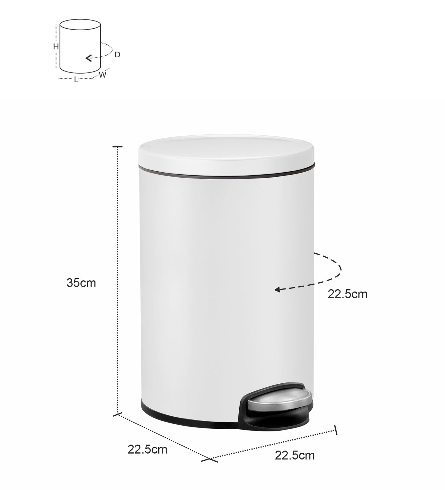 EKO 9115 Artistic Soft Close Fingerprint Resistant Step Bin White