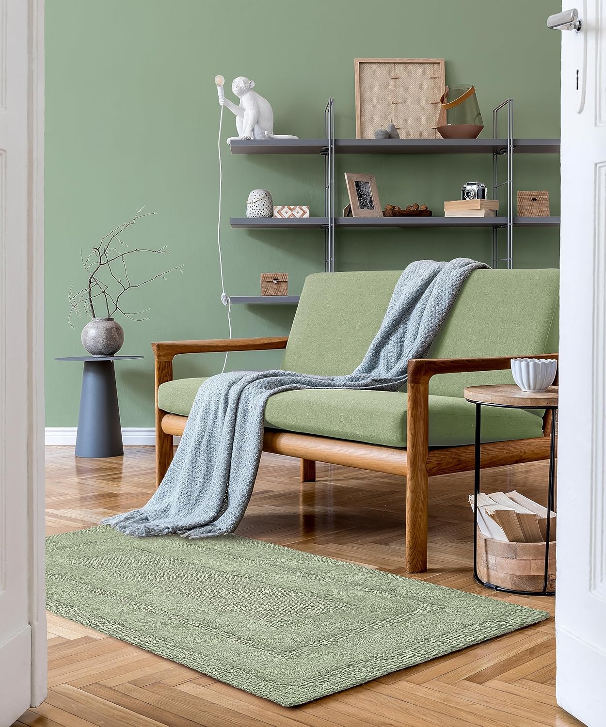 SALVIA Luxury Anti-Skid Tufted Cotton Floor Mat - Exquisite Comfort for Living & Bath Area - Slip-Resistant & Plush Design - Elevate Your Home with Italian Elegance! - grahsajja