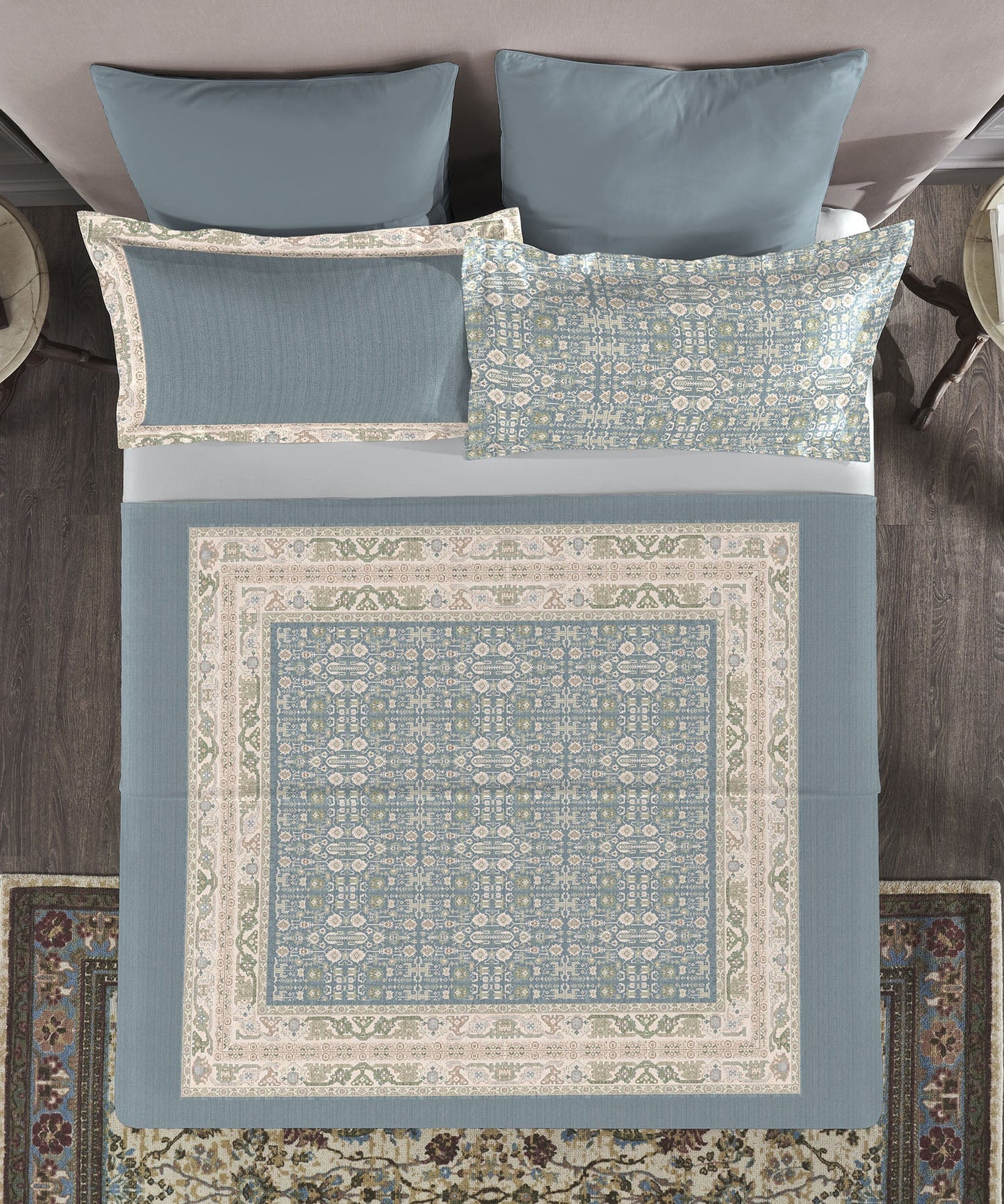 TRIDENT Nectarsoft Elite Collection, King Bedsheet Set, 400TC, 100% Cotton, Azure
