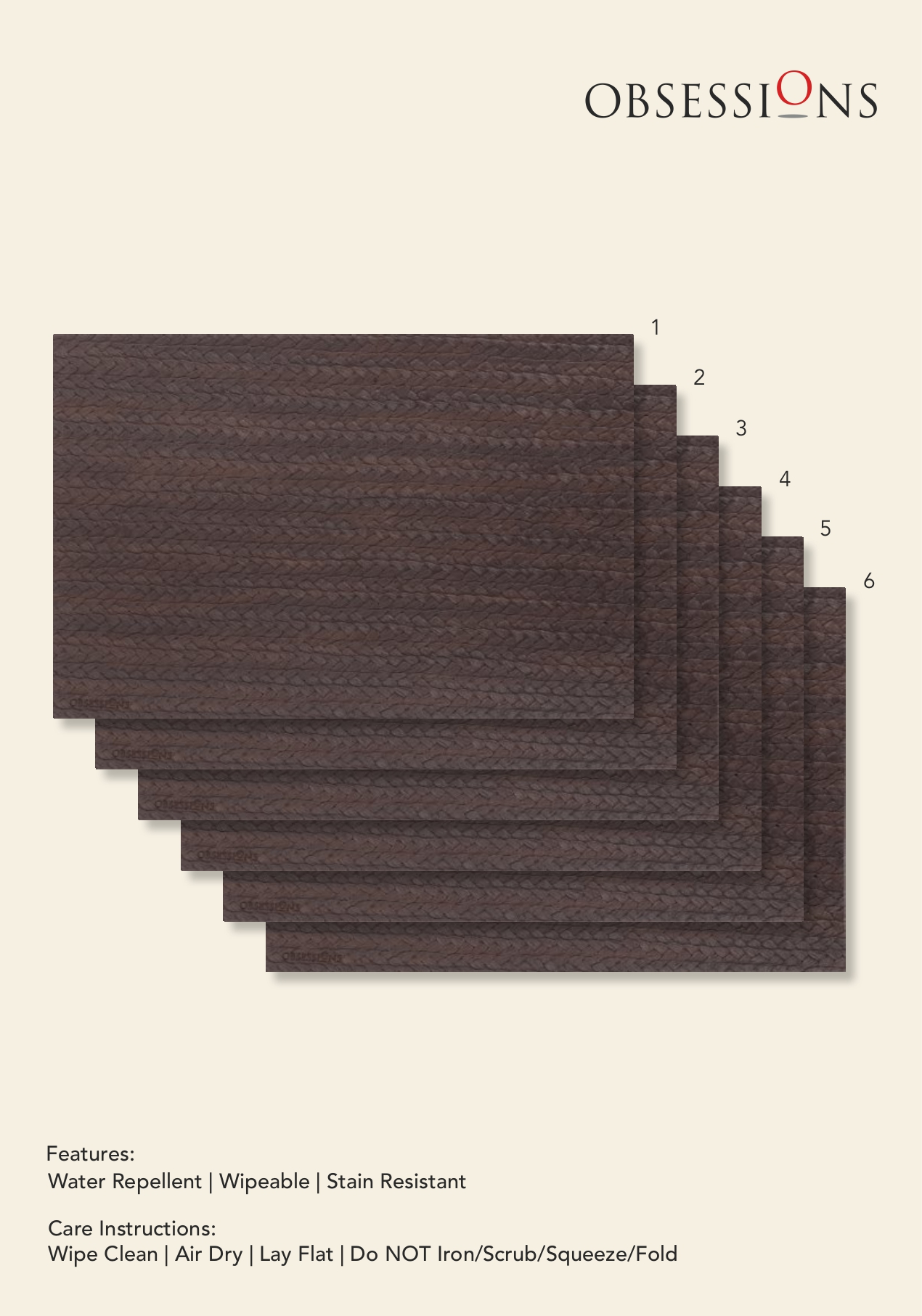 Obsessions Canvas Table Mat 6pcs Set