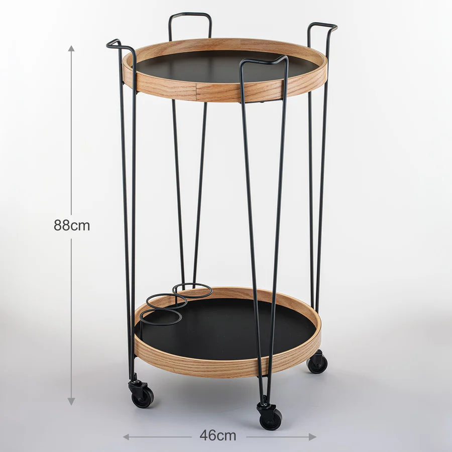 Circular Wooden Serving Cart - grahsajja