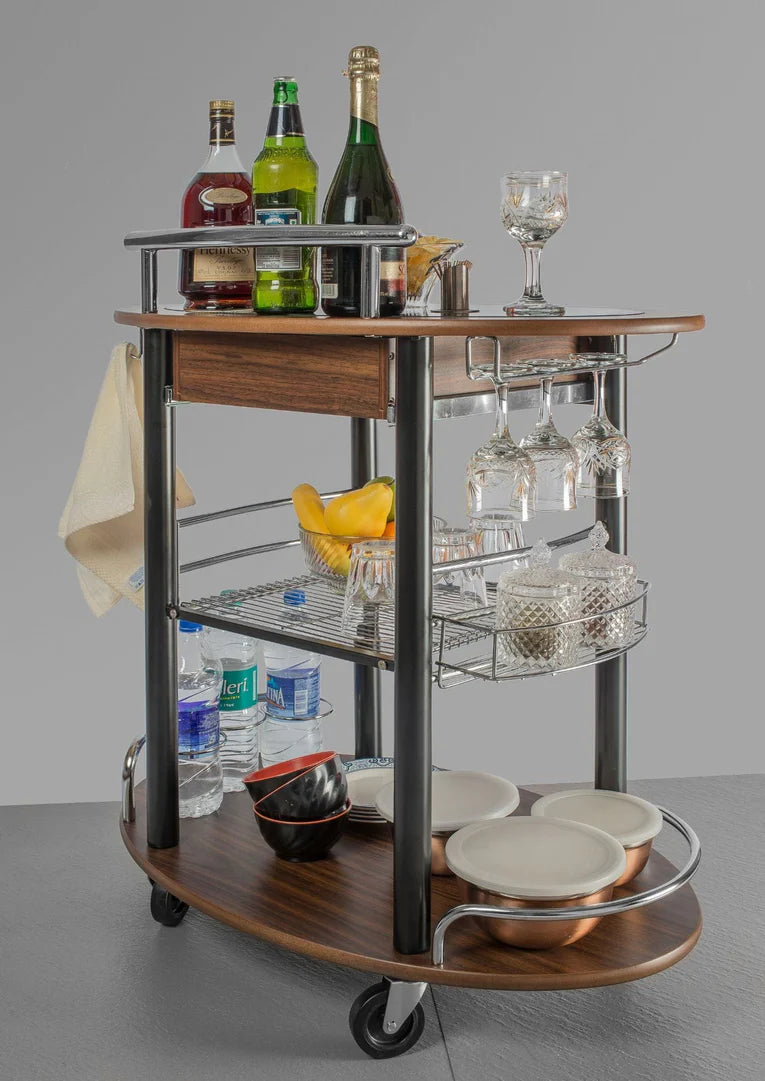 Wooden Trolley With Metal Frame - grahsajja