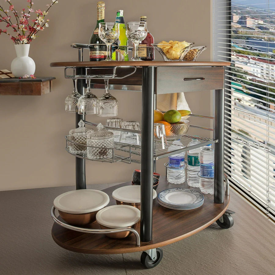 Wooden Trolley With Metal Frame - grahsajja