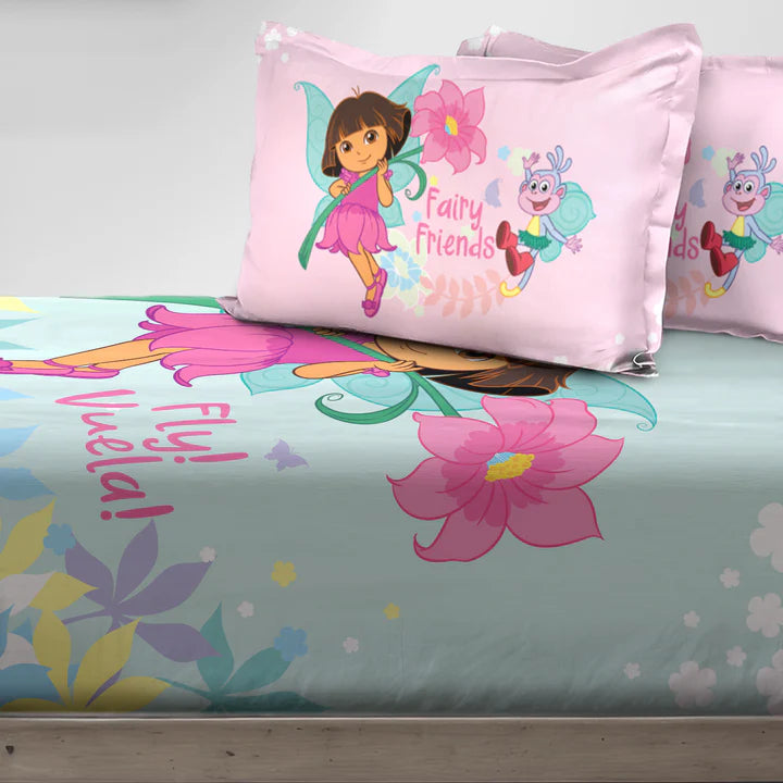 Dora Digital Printed 300TC Cotton Bedsheet (Fly)