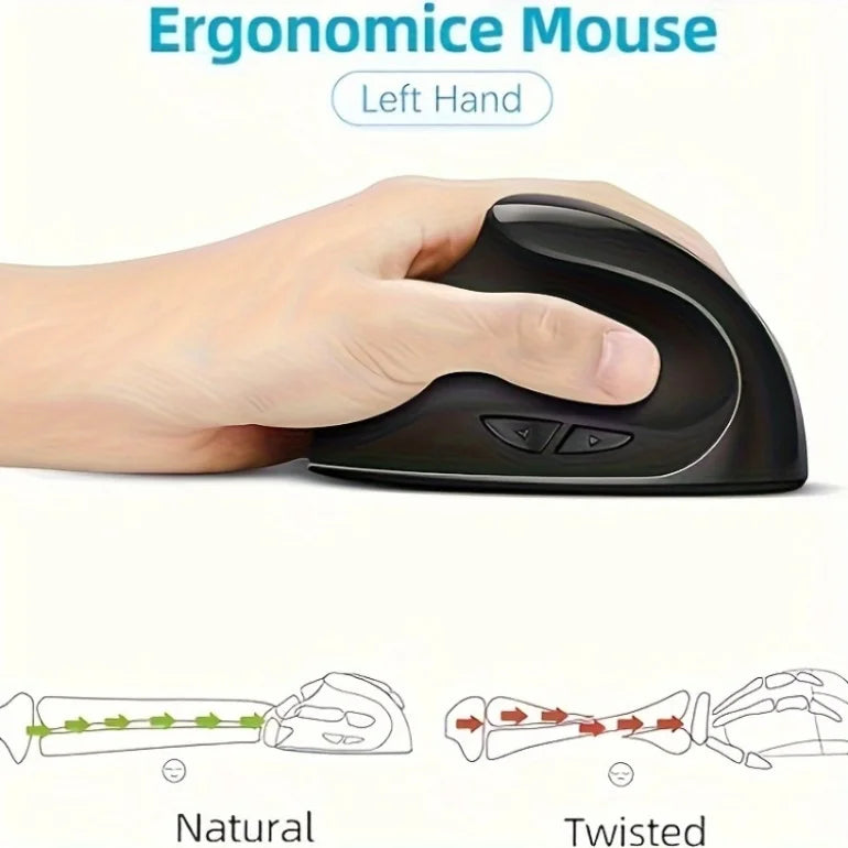 Wholesale Black Ergonomic Mouse Wireless Rechargeable Comfort Grip Mouse 6 Buttons Silent Click Mouse for Office Home Use