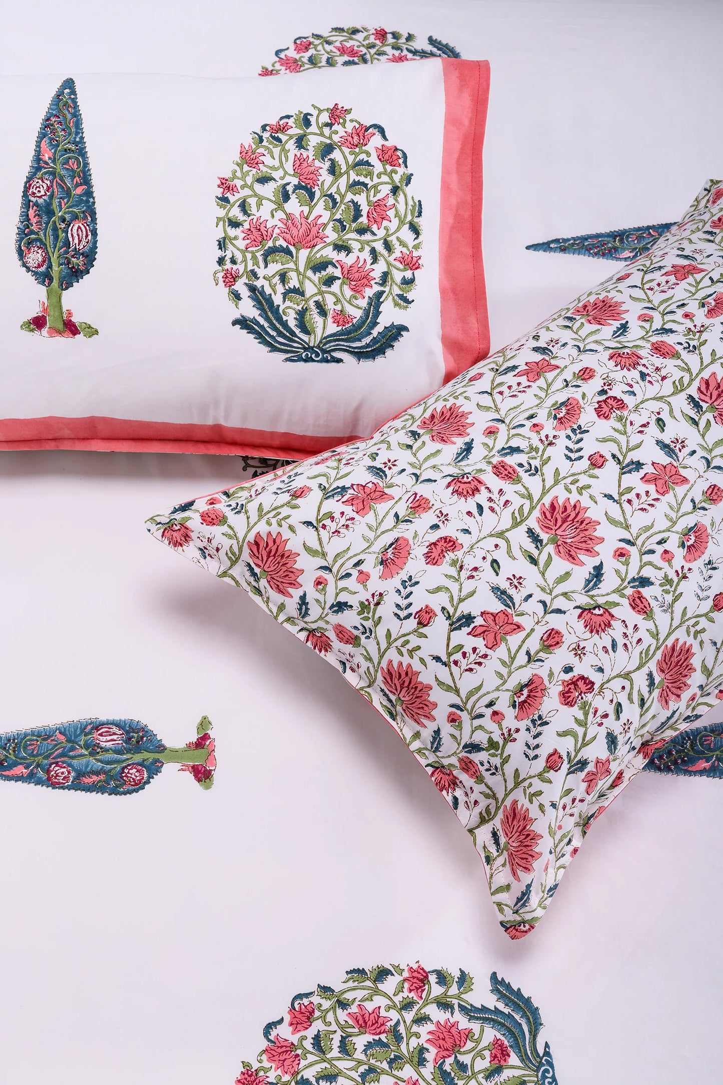 Cypress Fusion block Pink Cotton Percale Bedsheet -108 x 108inch - grahsajja