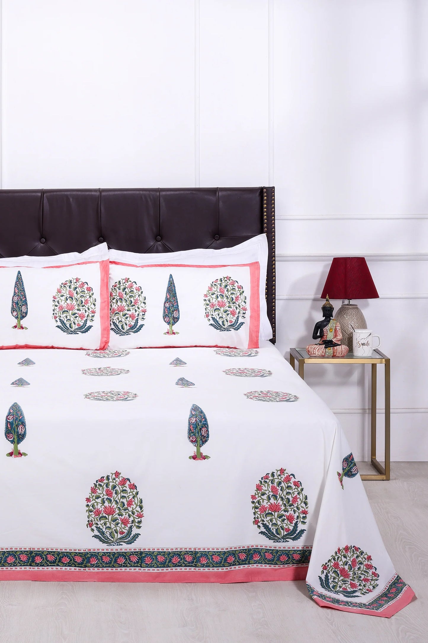 Cypress Fusion block Pink Cotton Percale Bedsheet -108 x 108inch - grahsajja