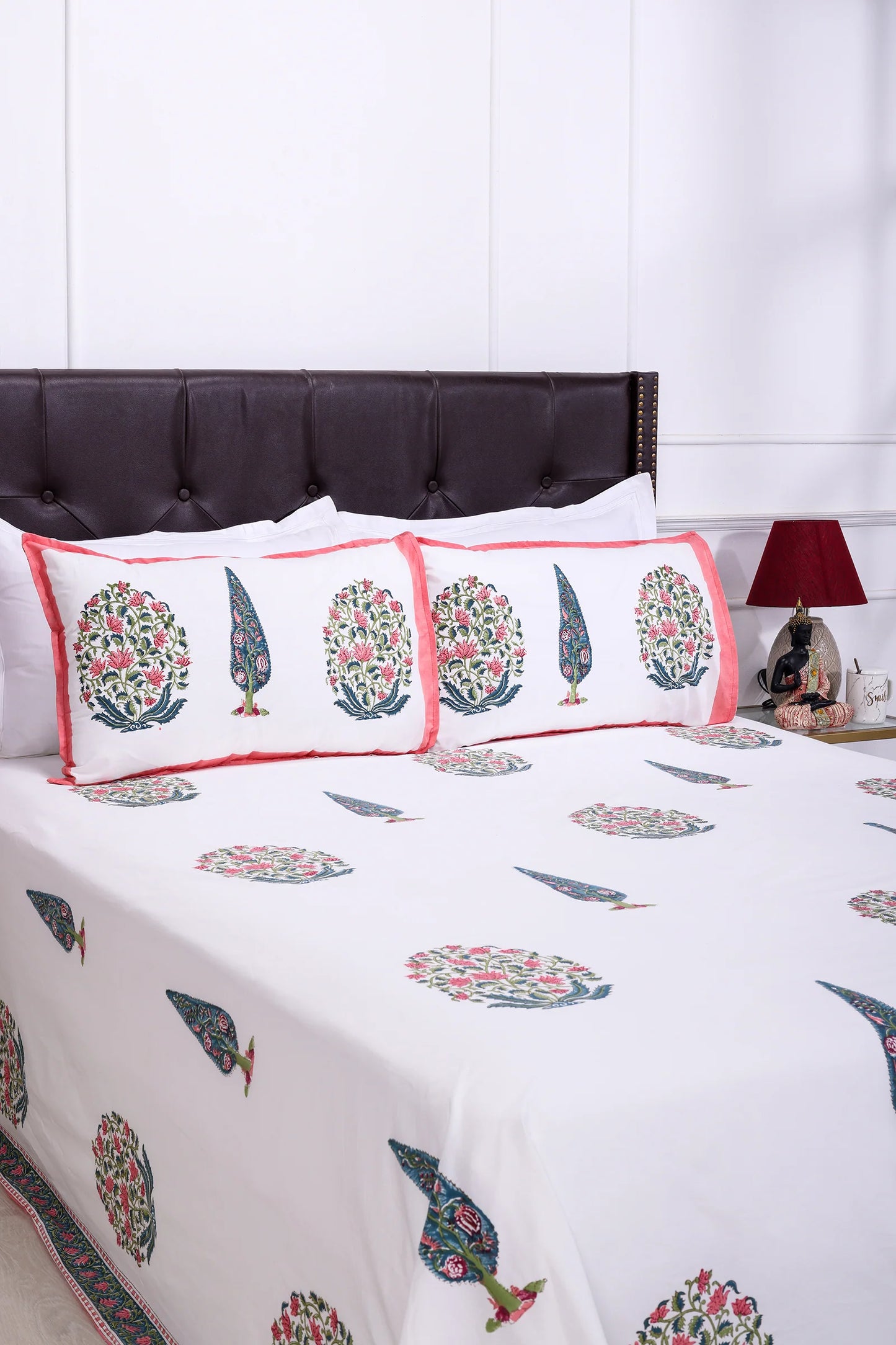 Cypress Fusion block Pink Cotton Percale Bedsheet -108 x 108inch - grahsajja