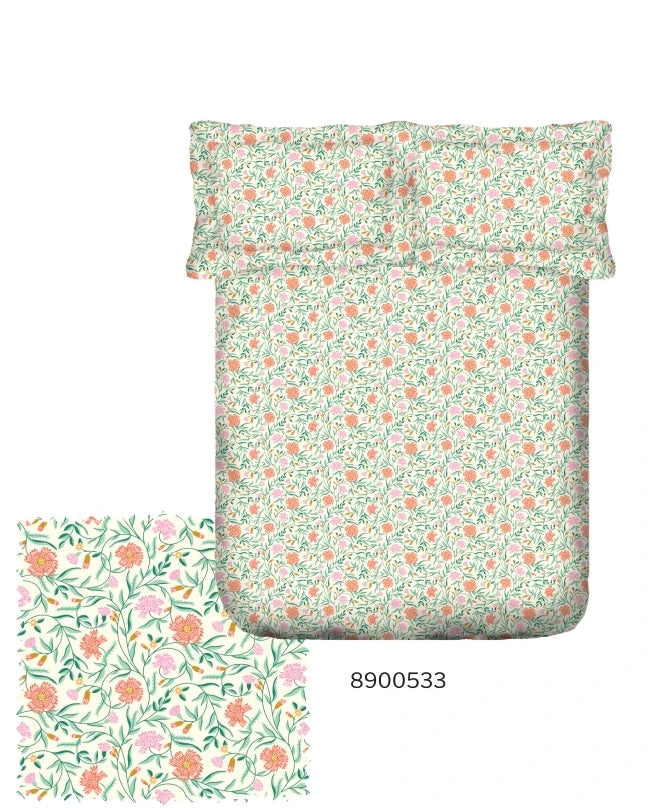 PORTICO MARVELLA Cotton Single bed size 150cmx224cm 144TC Printed 2Pcs Bedsheet SS2025