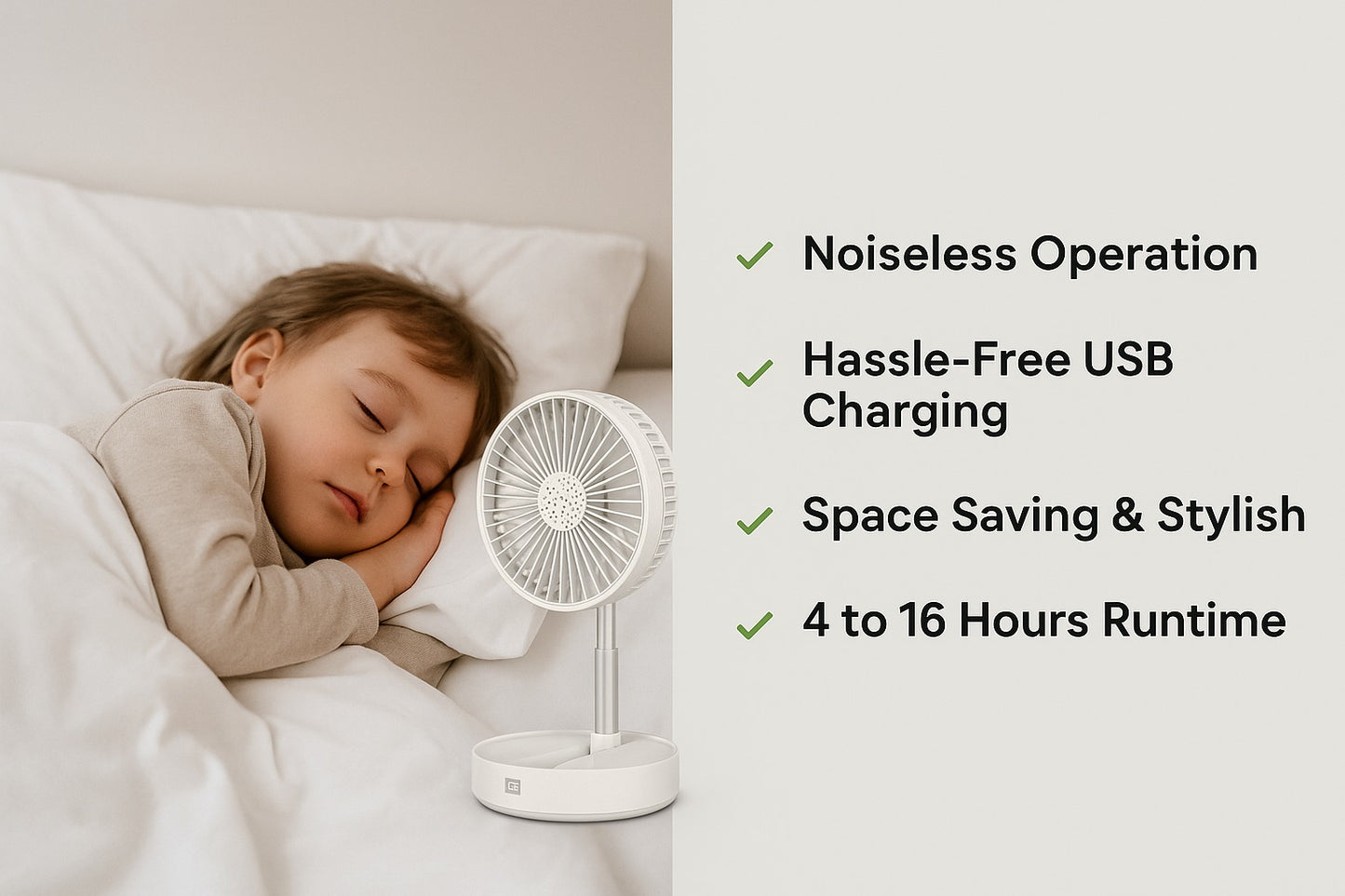 All Day Wireless™ Rechargeable Folding Fan