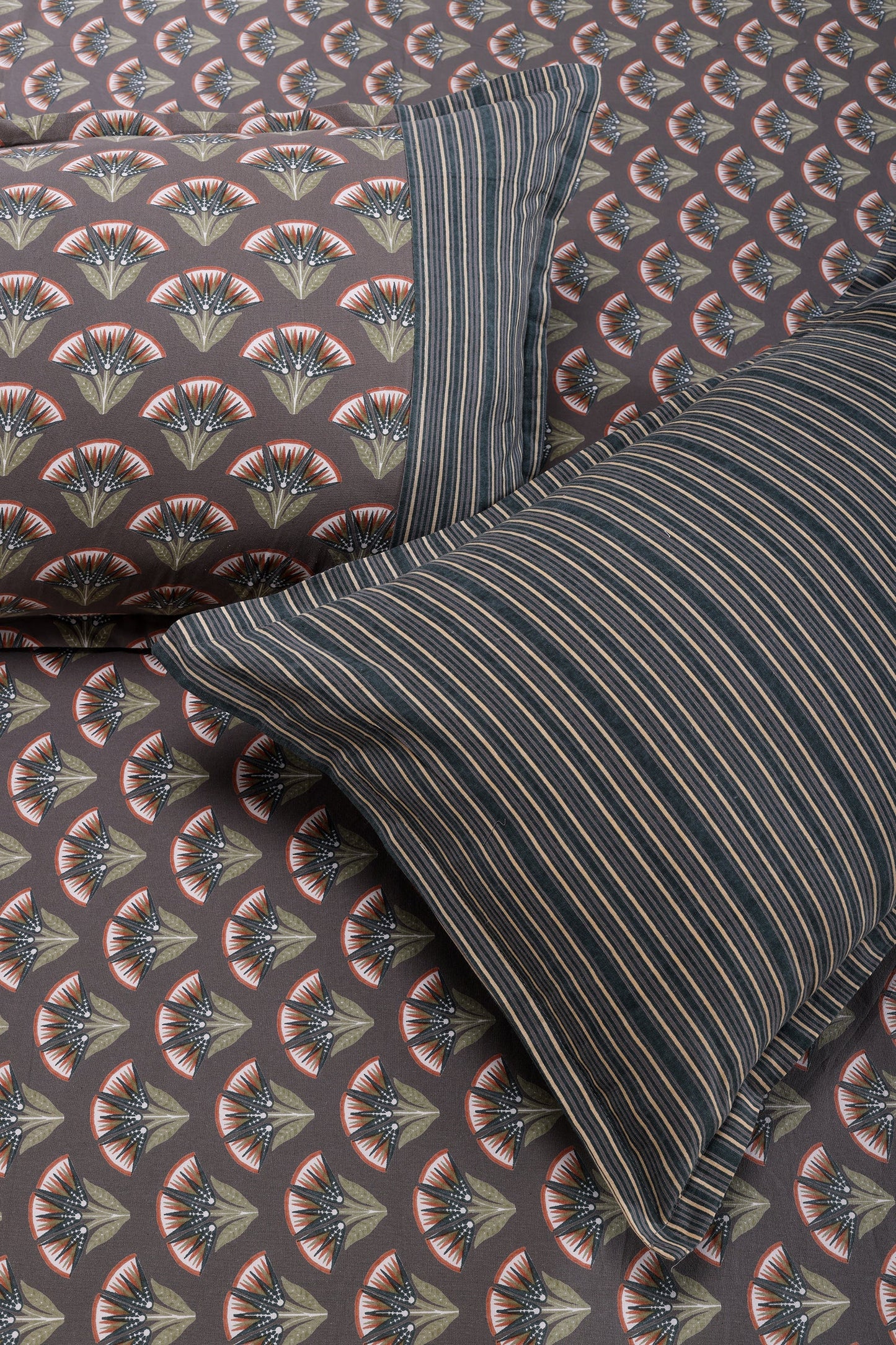 Block Printed Bedsheet Flora0102 90 x 108inch - grahsajja