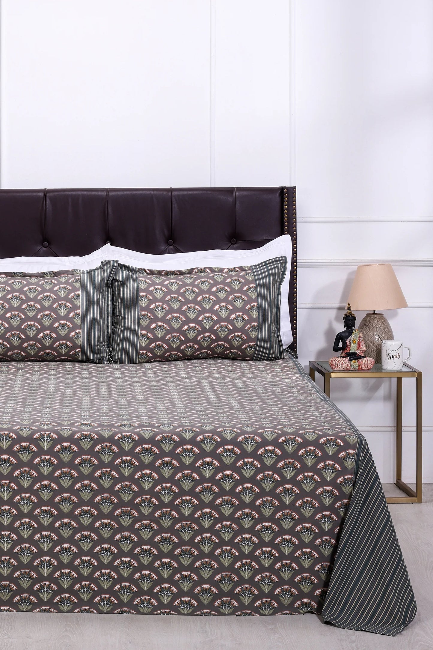 Block Printed Bedsheet Flora0102 90 x 108inch - grahsajja