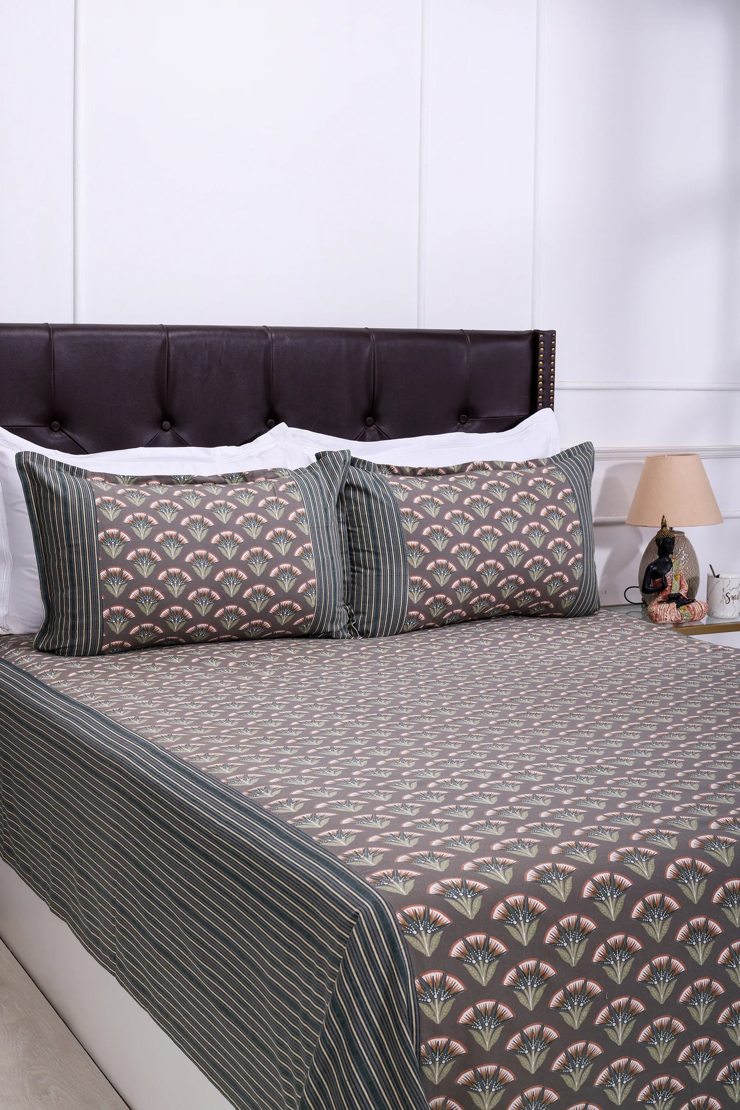 Block Printed Bedsheet Flora0102 90 x 108inch - grahsajja