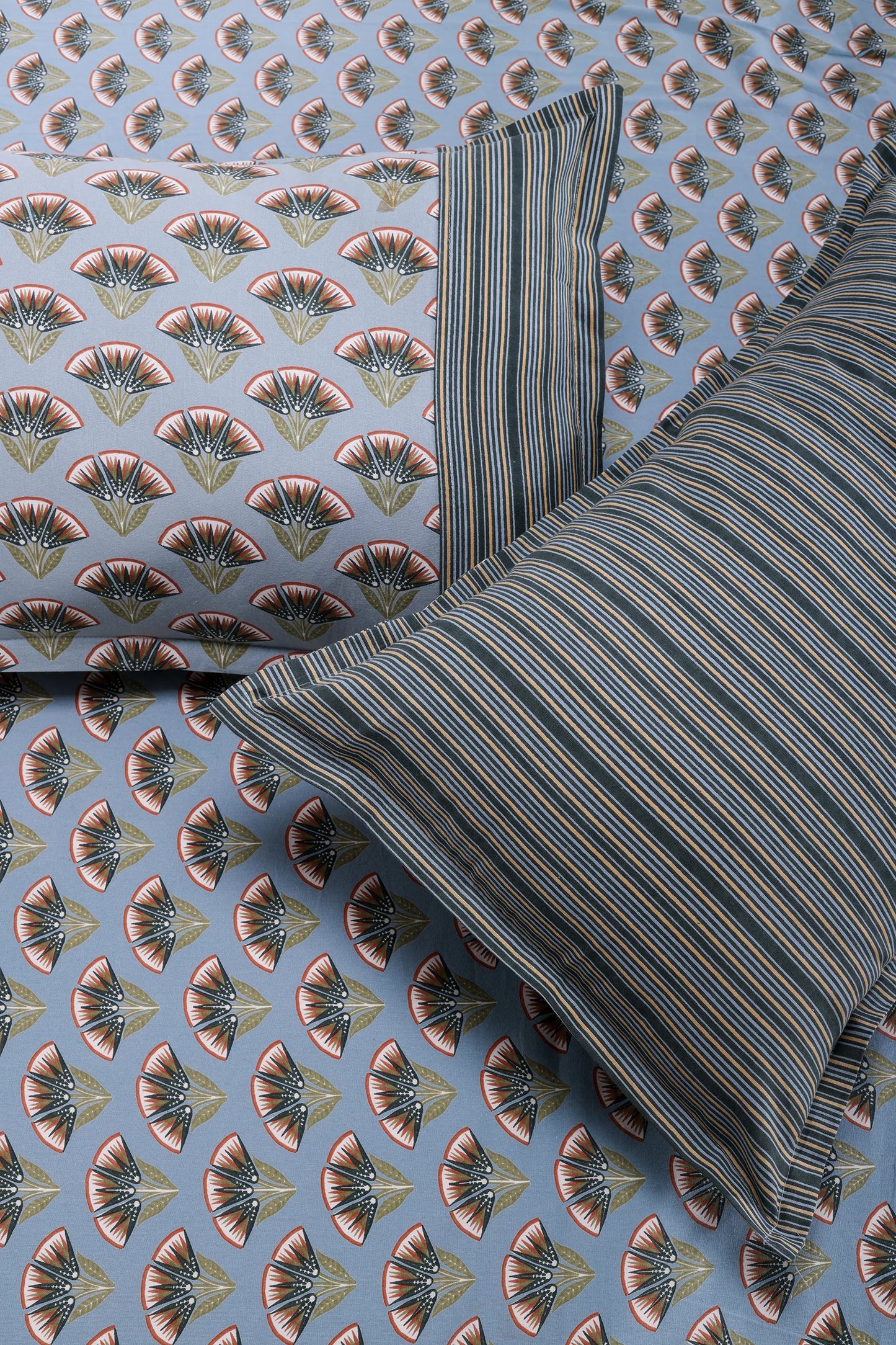 Block Printed Bedsheet Flora0102 90 x 108inch - grahsajja