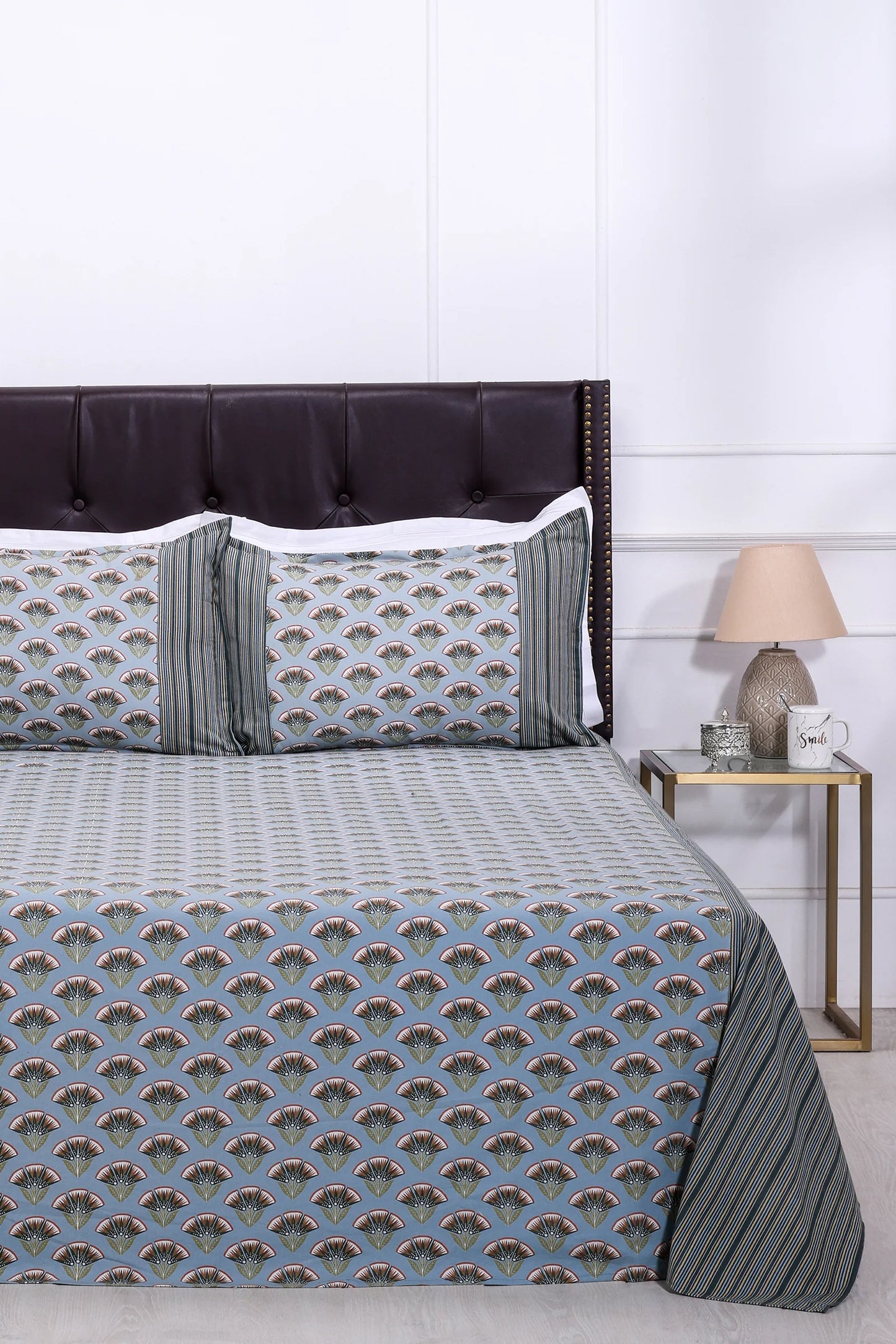 Block Printed Bedsheet Flora0102 90 x 108inch - grahsajja