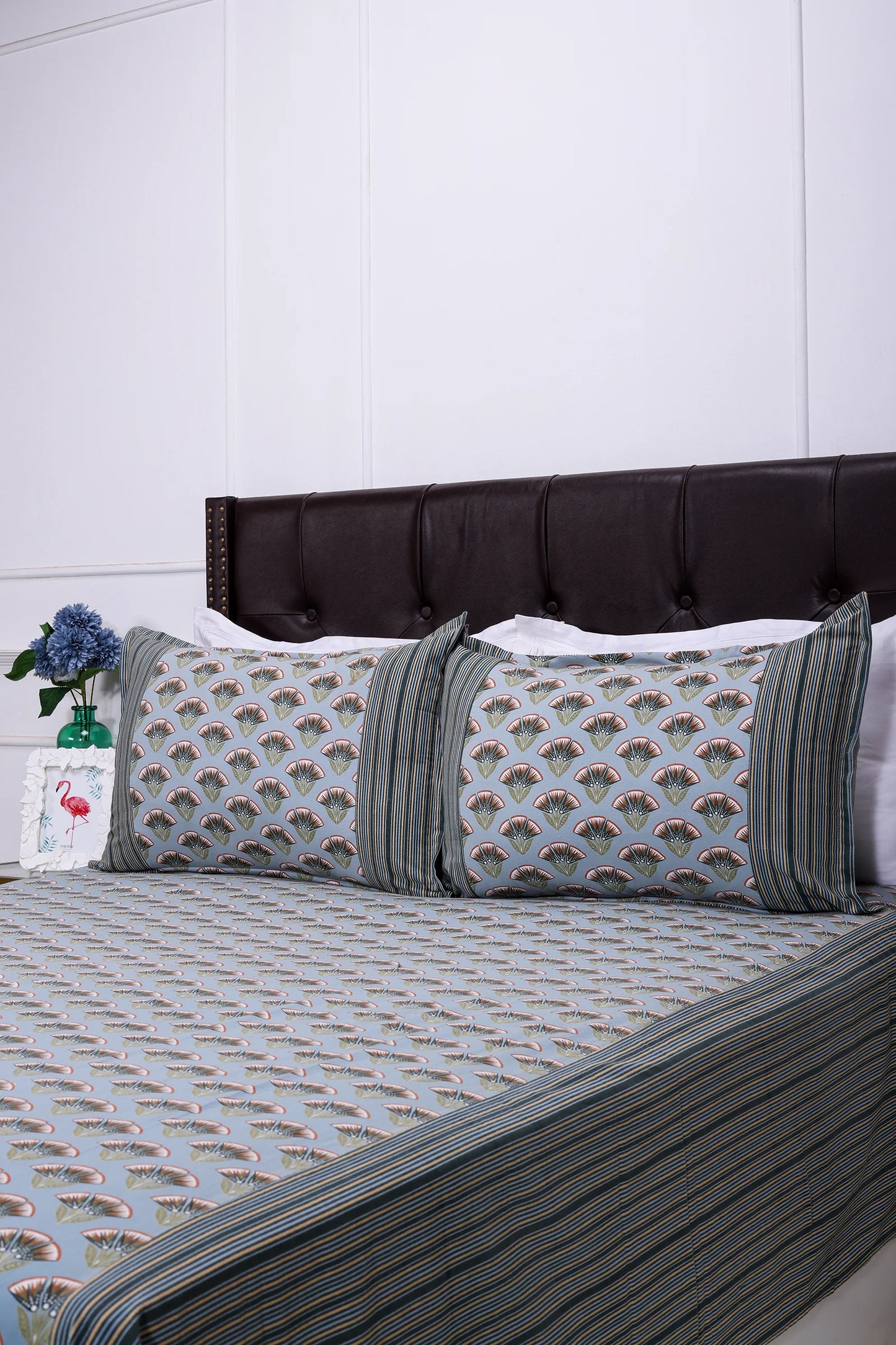 Block Printed Bedsheet Flora0102 90 x 108inch - grahsajja